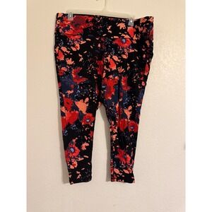 LIVI Activewear Leggings Womens 22/24‎ Black Floral Print Athleisure Stretch